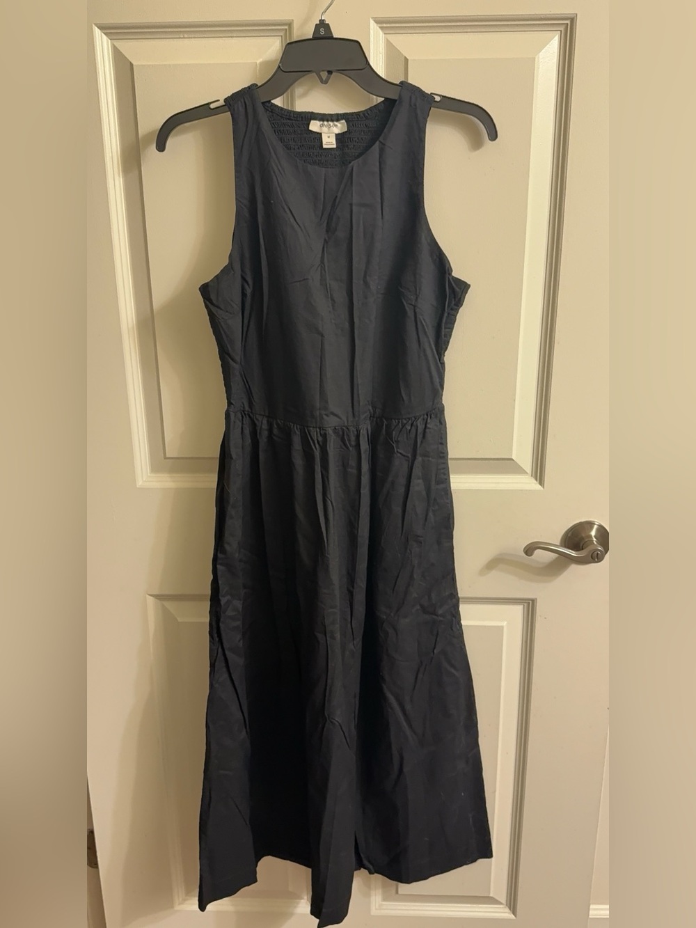 Sleeveless Navy Maxi Dress with Smocked Back